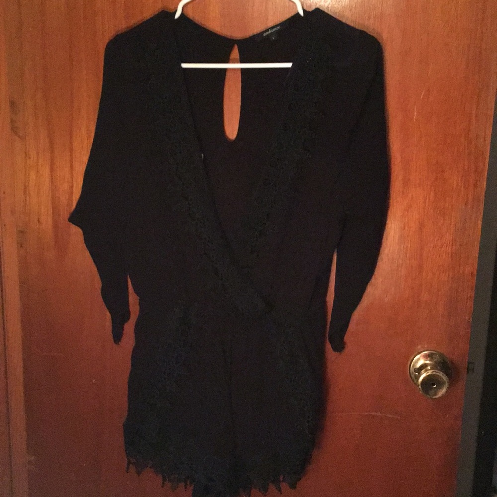 Black Deep V-Neck Romper